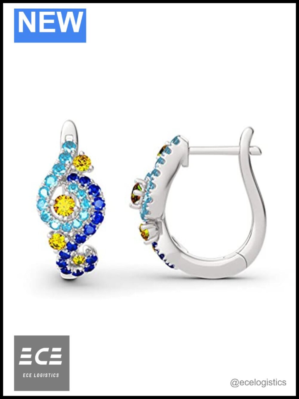 Sterling Silver Small Hoop Earrings Round Cut Endless Stud Hypoallergenic